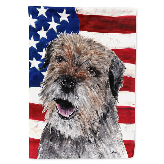 Border Terrier Mix USA American Flag Garden Flag