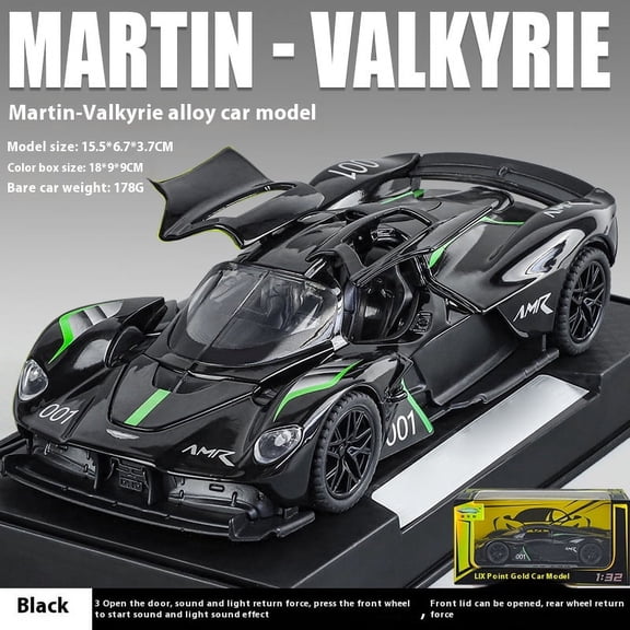 1:32 Aston Martin Valkyrie AMR 001 Super Sports Car Alloy Diecast Metal Model Car Sound & Light Collecting Hobbies Birthday Gift