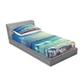 thumbnail image 2 of Ambesonne Tropical Fitted Sheet & Pillow Sham Set, Beach Sunset Waves, Twinxl, Cream Turquoise, 2 of 2