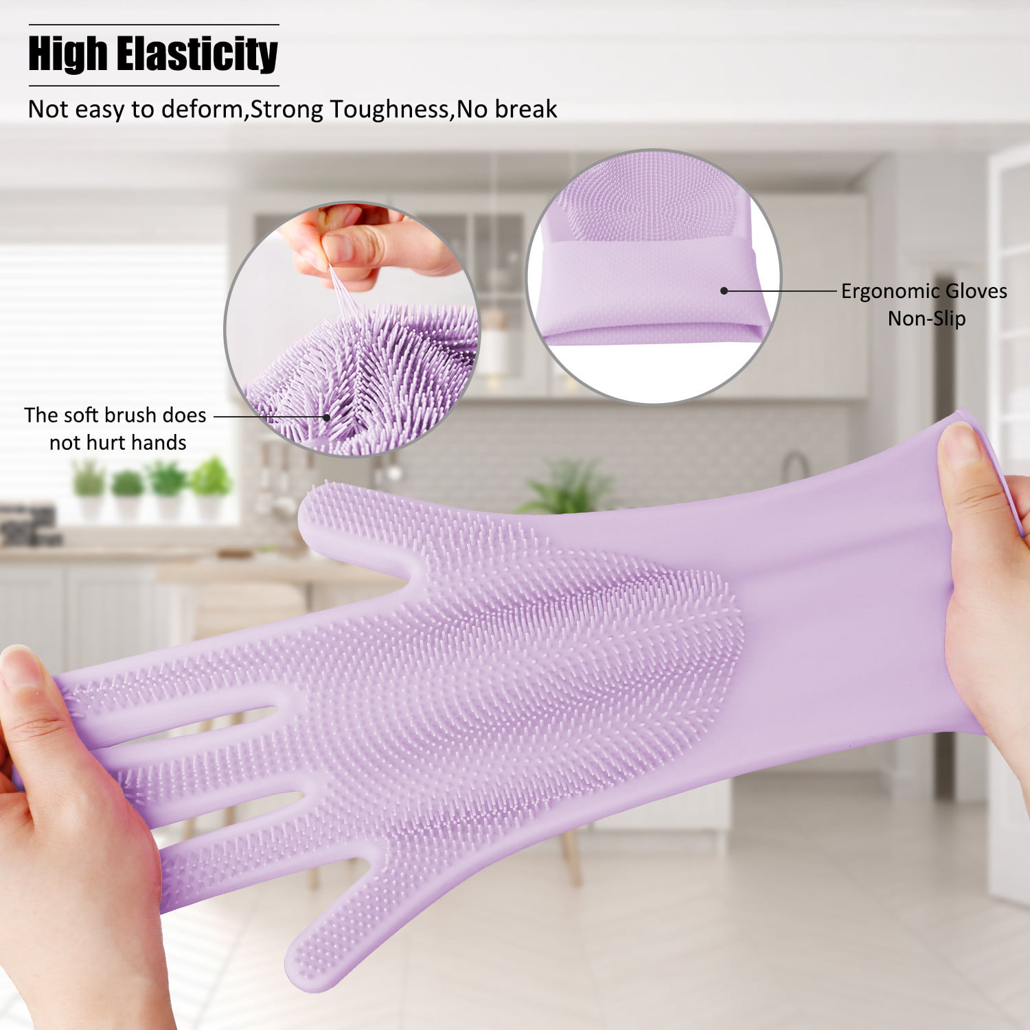 Washing Up Gloves with Bristles Dish washing Scrubber Washing Up Brushes Rubber 