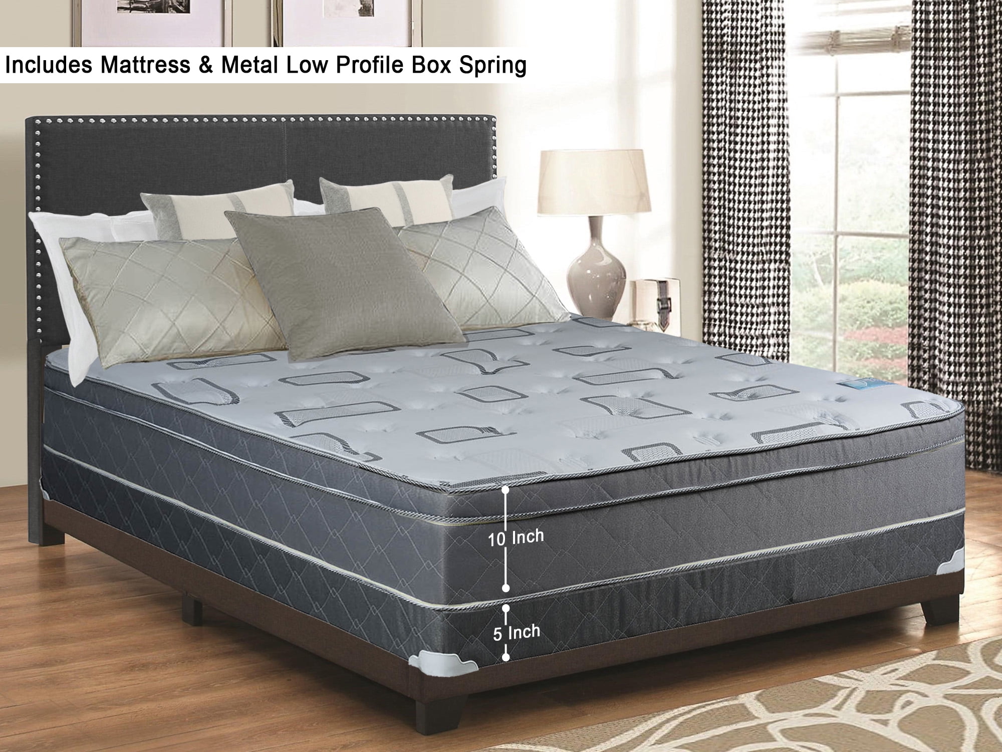 Wayton 10 Inch Eurotop Pillowtop Fully Embled Innerspring Foam Wayton 10 Inch Eurotop Pillowtop Fully Embled Innerspring Foam Encased Mattress And 4 Metal Box Spring Foundation Set Full Size