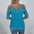 thumbnail image 4 of Tops for Women Trendy Blouses Women Dress Shirts And Blouses for Work Tech Shirt Woman Thermal Womens Casual Tops Short Sleeve Sports T Shirts Leopard Print Long Sleeve Shirt Pack Long Blue 2XL, 4 of 6