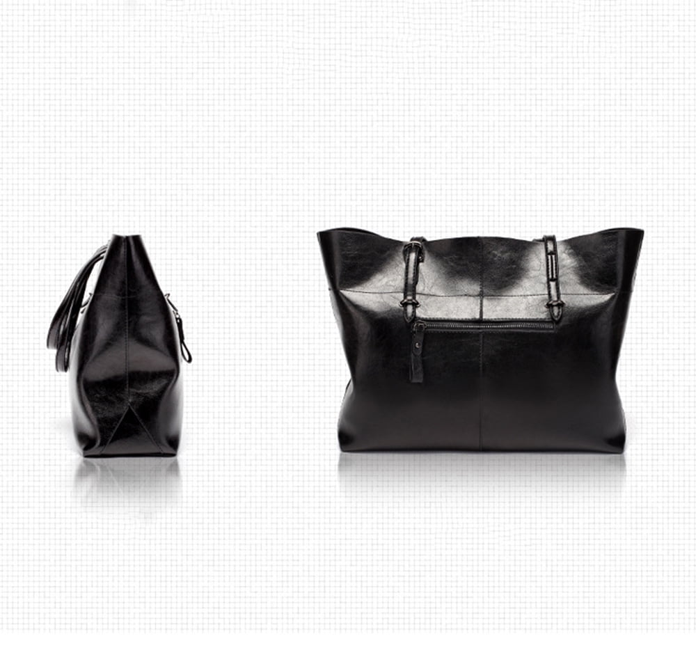 Classic Fashion Genuine Leather Tote Bag for Women Casual Big Capacity Shoulder Bag Handbag Purses with Zipper