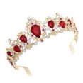thumbnail image 1 of Bridal Crown 1pc Crystal Rhinestones Crown with Comb Elegant Large Crown for Party Wedding Cosplay (Red), 1 of 6