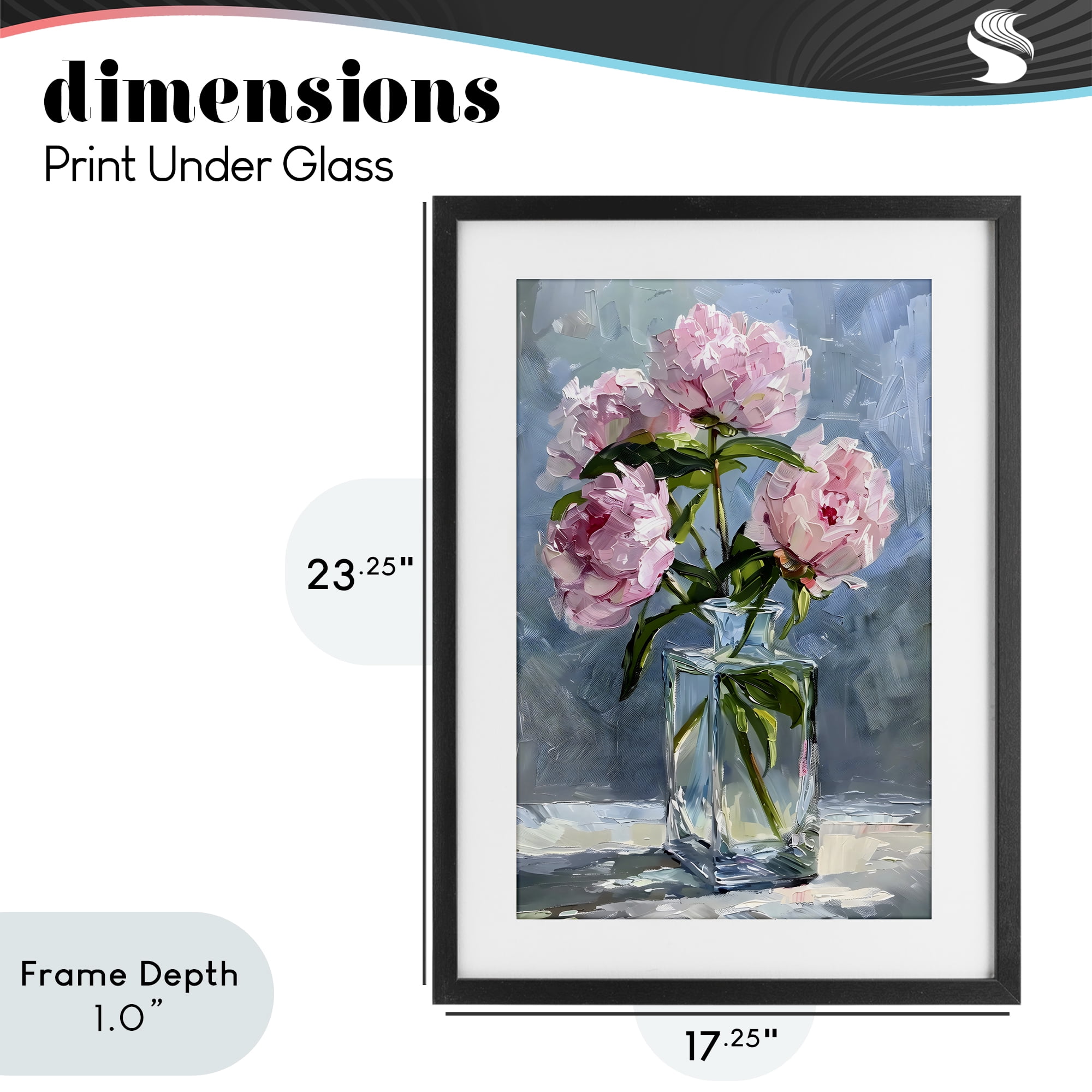 Stupell Industries Beautiful Pink Pastel Peonies Black Framed Print Under Glass, design by Creative Studio