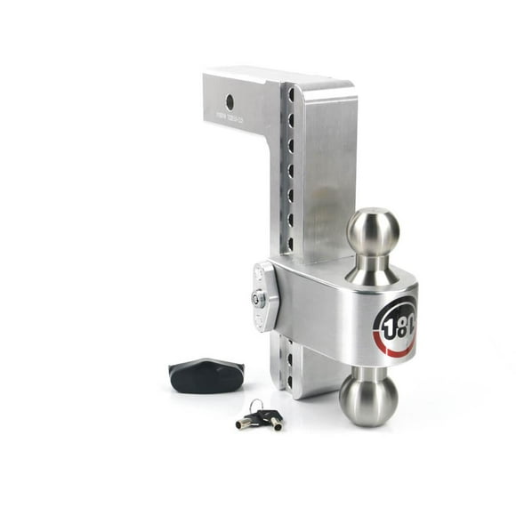 Weigh Safe Trailer Hitch Ball Mount LTB10-2.5 180 Degree; Fits 2-1/2 Inch Receiver; 18500 Gross Trailer Weight; Turnover; Adjustable; Stowable; 10 Inch Drop/11 Inch Rise