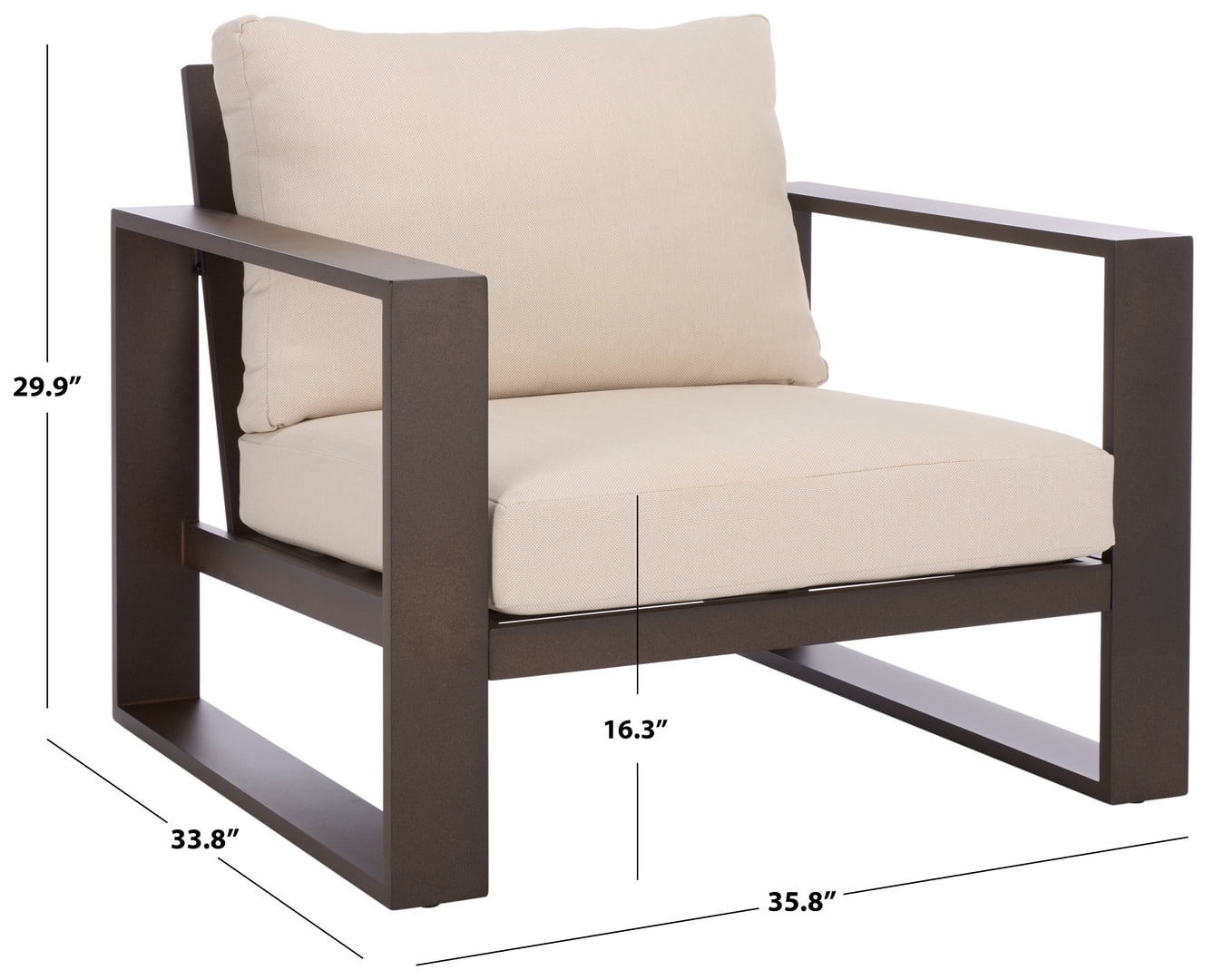 Safavieh Fash Scandinavian Metal and Fabric Armchair, Brown/Taupe, Set of 2