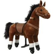 Angle View: Ride-On Horse,Toy Horse,Riding Horse,No Battery,No Electricity,Mechanical Pony Brown,Rideable Pony,Walking Horse Ride for Age 3-6 Years or Up to 121.25 Pounds,Small,Brown