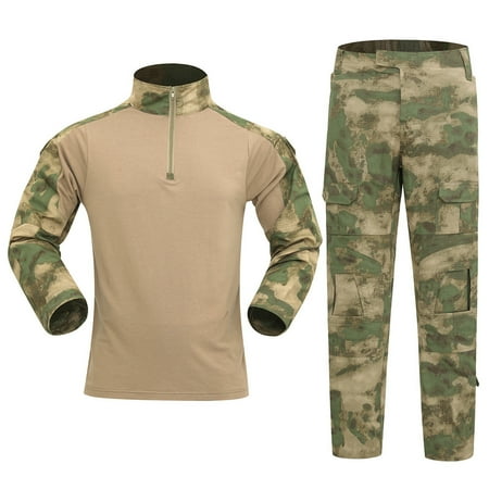 Men s Suits Outdoor Sports Camouflage Shirt and Pants Long Sleeve Bdu Hunting 1/4 Zip Mens Suits
