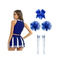 thumbnail image 2 of Zaldita Women's 5Pcs Cheerleading Team Uniform Outfits Cheer Leader Skirts Set for Club Party Holiday Blue A S, 2 of 5