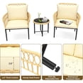 thumbnail image 4 of Beige rattan 3 - piece outdoor patio bistro set con cushions: weather - resistant pe wicker y glass - top coffee mesa. lightweight, compact balcony muebles para garden o poolside, 4 of 7