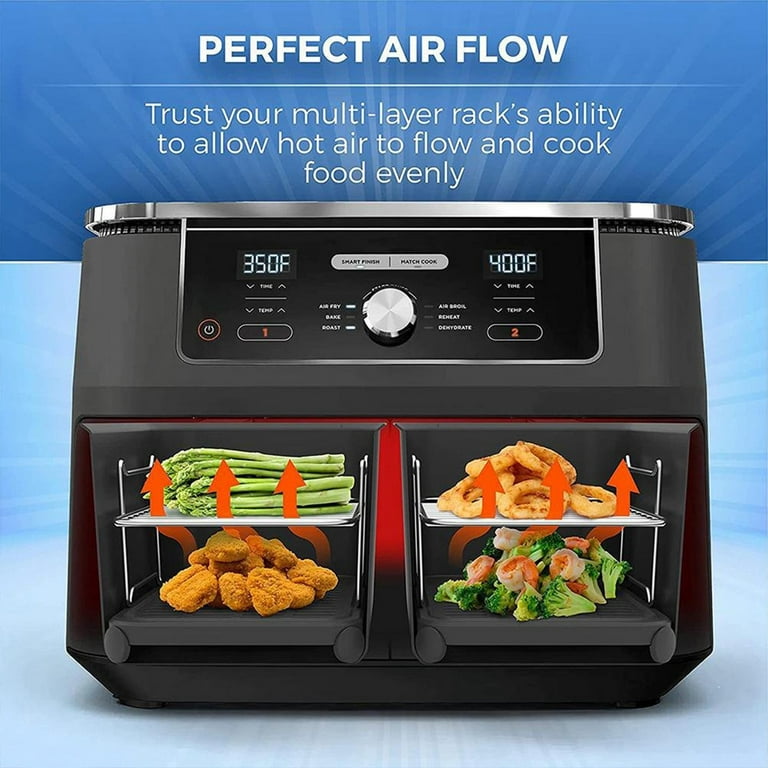 Jokapy Air Fryer Accessories for Ninja Foodi Dual Air Fryer,Silicone Air  Fryer Liner and Air Fryer Double Layer Rack with 4 Skewers