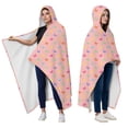 thumbnail image 2 of Wearable Blanket,Pink Butterfly Pattern Hooded Wearable Flannel Blanket for Adults & Teens with Buckle,Winter Poncho Shawl Wrap Cape,50"x60", 2 of 5