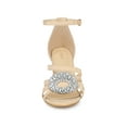 thumbnail image 5 of BLISSFUL STEP Women's Open Toe Crystal Rhines Buckle Block Heel Sandal, 5 of 7