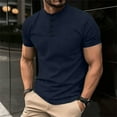 thumbnail image 6 of MELDVDIB Mens Linen T-Shirt Half-Button Crewneck Solid Color Short Sleeve Summer Tops Sport Gym Light Weight Stretch Comfy Breathable Pullover Tees, 6 of 6