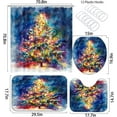 thumbnail image 4 of Winter Colorful Christmas Tree Shower Curtain Sets for Bathroom, Art Deco Shower Curtain Sets with Hooks, Realism Rustic Floral Light Bathroom Accessories Sets with Bath Mat Sets, 4 of 6