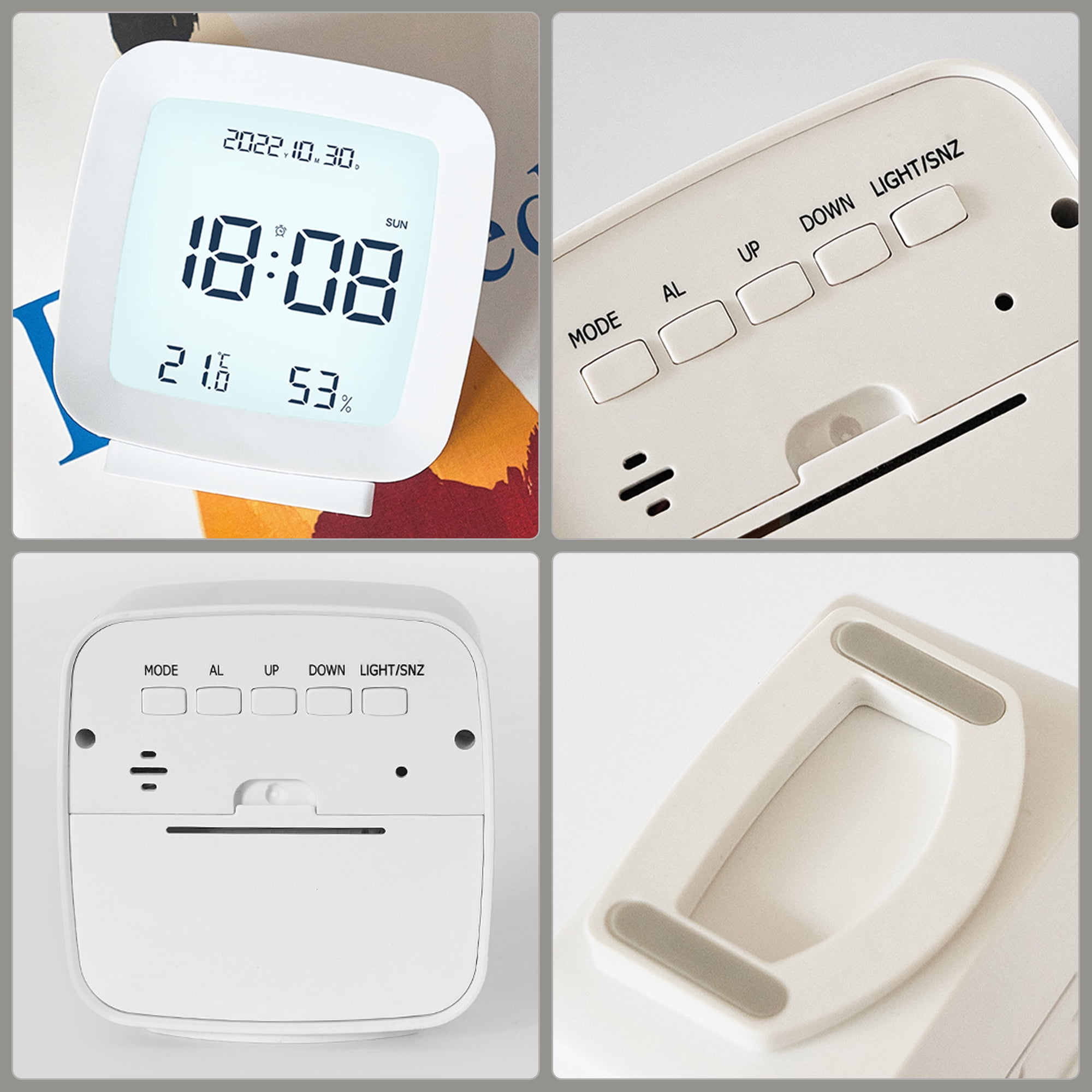 Unique Bargains Voice Control Clock White 3.1"L x 1.6"W x 3.3"H