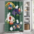 thumbnail image 5 of Fans Rabbits Shower Curtain, 36" x 72", Japanese Colored Fans Rabbit Tumbler Dark Green Plaid Waterproof Bathroom Curtain Washable Shower Curtain Set with 12 Hooks, 5 of 8