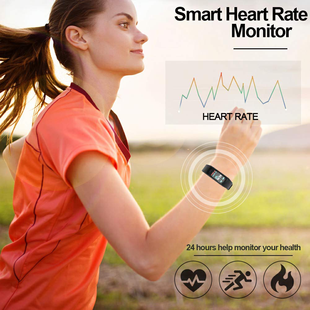 Smart Watch Slim Fitness Tracker Heart Rate Monitor, Gym Amazing Sports Activity Tracker Watch, Pedometer Watch with Sleep Monitor, Step Tracker (RED) - image 3 of 8