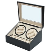 Kadell PU Leather Automatic Silent Watch Winder Rotation Storage Case 10 Grid Dust-proof Display Box Gifts11.8 x 9.3 x 4.7''