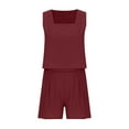 thumbnail image 7 of Patlollav Womans 2 Piece Outfits Sleeveless Crop Top Shorts High Waist Set with Pockets, 7 of 7