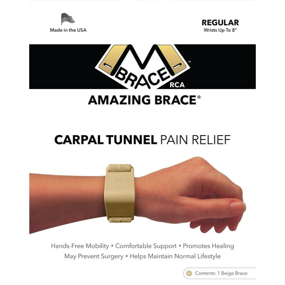 M BRACE RCA / AMAZING BRACE Carpal Tunnel Wrist Pain Relief (Regular, Beige)