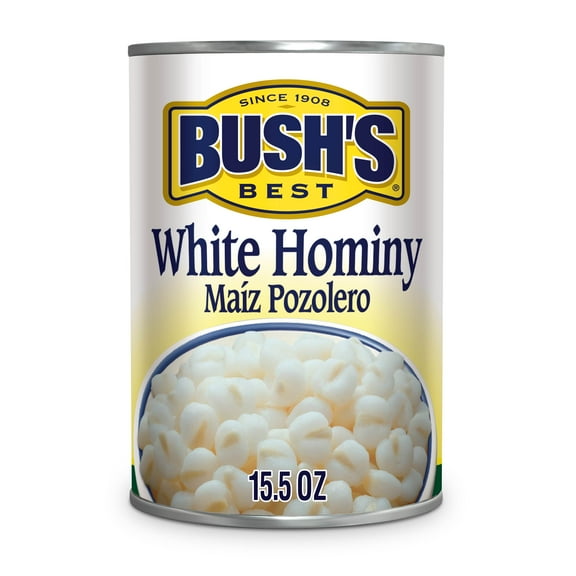 Bush's White Hominy, Maiz Pozolero, Canned Hominy, 15.5 oz