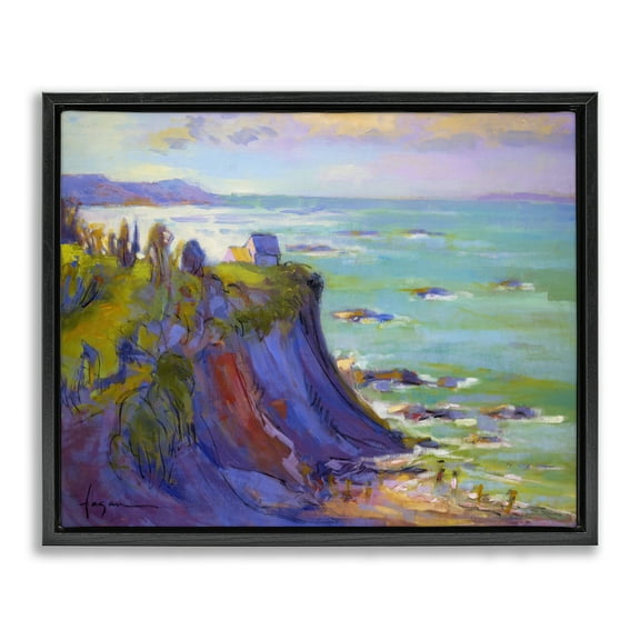 Stupell Industries Classic Cliff View Landscape & Nature Painting Black Floater Framed Canvas Art Print Wall Art, 21 x 17
