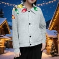 thumbnail image 2 of successthop Womens Christian Funny Shirts Light Bulb Long Sleeve Top Collar Button Down Cardigan Print Clothes Gray S, 2 of 6