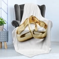thumbnail image 4 of Engagement Party Soft Flannel Fleece Blanket, Realistic Illustration 3D Style Image Heart Shaped Engagement Rings, Cozy Plush for Indoor and Outdoor Use, 70" x 90", Beige and White, by Ambesonne, 4 of 5