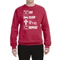 thumbnail image 2 of Eat Sleep Pray Repeat for Christians Faith | Mens Inspirational/Christian Crewneck Graphic Sweatshirt, Vintage Heather Red, Large, 2 of 3