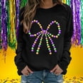 thumbnail image 3 of Craaazy Mardi Gras Clothing for Women Round Neck Long Sleeve Carnival Shirts Gifts, 3 of 6