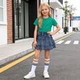 thumbnail image 6 of Amidoa Girls Summer Outfits Short Sleeves T-Shirts and Summer Kids Elastic Waist Casual Short Clothing Set Green Size 10, 6 of 9