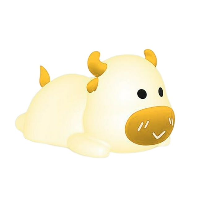 Cute Cow Night Light Portable Silicone Animal Lamp For Bedroom Color Changing With Sensor Control Kids Nursery