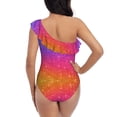 thumbnail image 6 of Yiaed Holiday Shiny Print Women One Piece Swimsuits Tummy Control One Shoulder Bathing Suits Pattern Ruffle Swimwear-Medium, 6 of 8