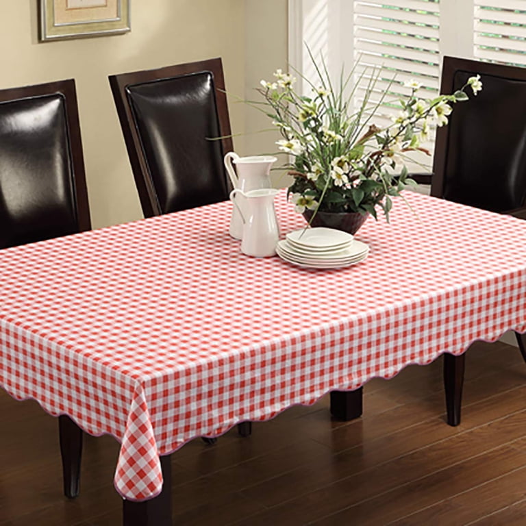 DurableDelights Red White Checkered Vinyl Tablecloth, 54x72 In photo 8