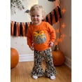 thumbnail image 5 of Cjfdfy Toddler Baby Girl Halloween Outfit Camo Pumpkin Print Long Sleeve Pullover Camouflage Flare Pants Little Baby Cute My First Halloween Fall Winter Clothes, 5 of 9
