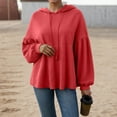 thumbnail image 6 of adviicd Womens Oversized Hoodies Sweatshirts Casual Lantern Long Sleeve Drawstring Peplum Hem Loose Pullover Tops (Red, L), 6 of 6