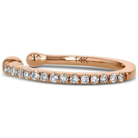 Single 14k Solid Rose Gold And Genuine Natural Diamond Ear Cuff No Piercing Required