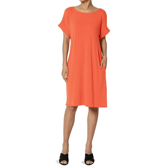 Robe T-Shirt Midi Longueur Genou à Manches Courtes Ajustée pour Femmes