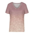 thumbnail image 4 of T-shirt Ample Décontracté à Col en V à Manches Courtes pour Femmes avec Imprimé, 4 of 5