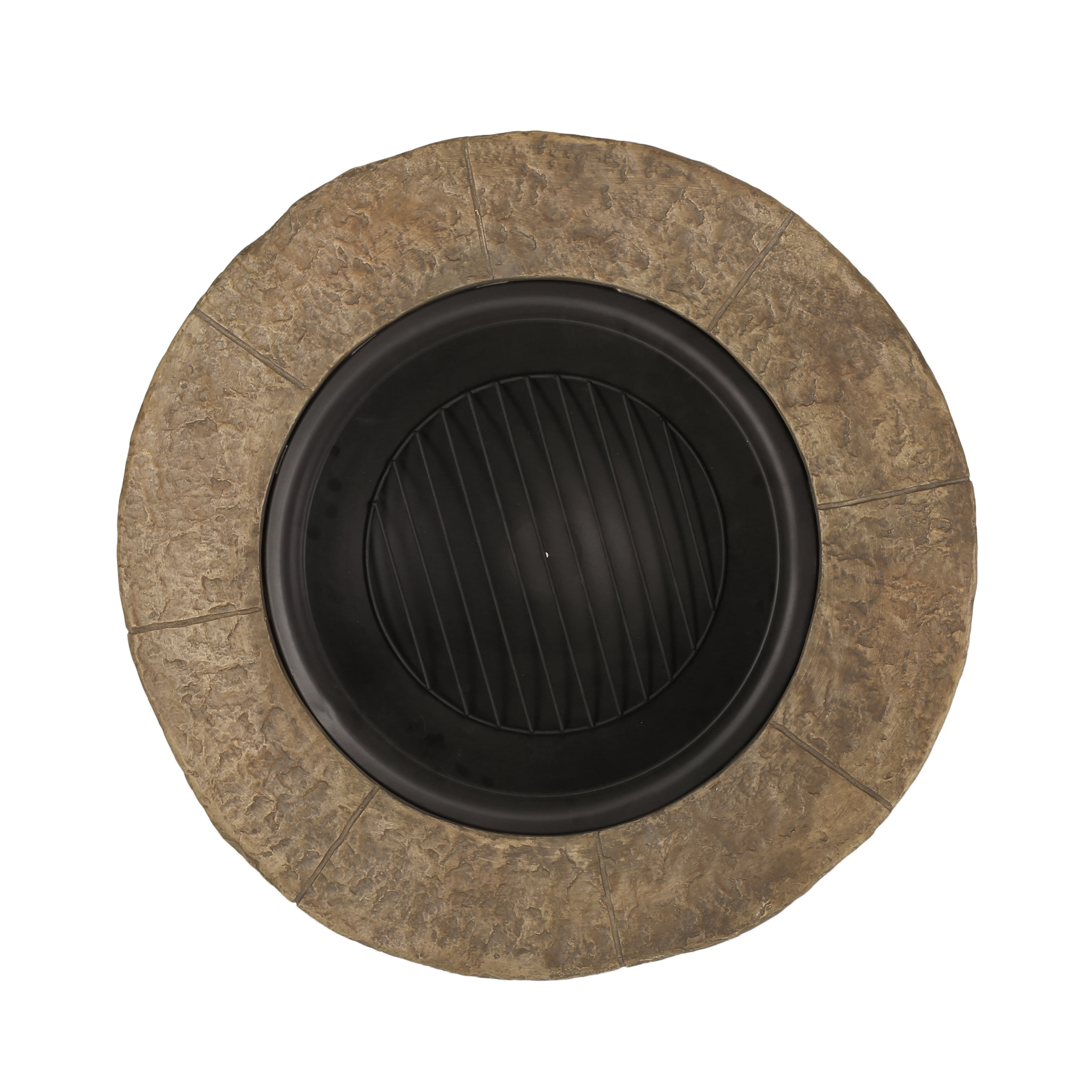 Weston Outdoor Lightweight Concrete Wood Burning Fire Pit, Natural Stone