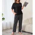 thumbnail image 4 of Summer Sleepwear for Women Short Sleeve Pajama Set 2 Piece female Tee and Pants Soft Loungewear PJS, 4 of 7