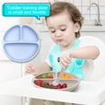 thumbnail image 3 of Plato de silicona para comedor, vajilla para cena infantil, para niños pequeños, adultos, cuencos para comer lavables, vajilla reutilizable para el hogar, azul seitruly BA000329-04, 3 of 6