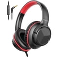 thumbnail image 1 of Auriculares Botesty Sound con cable y micrófono para colocar sobre la oreja, color negro y rojo, 1 of 7
