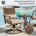 thumbnail image 5 of ECOPATIO 3 Pieces Patio Swivel Chairs Set of 2 with Wicker Table, Bistro Set with Swivel Rocker Chair, Outdoor Furniture with Thickened Cushions for Porch Backyard Deck (Khaki), 5 of 10