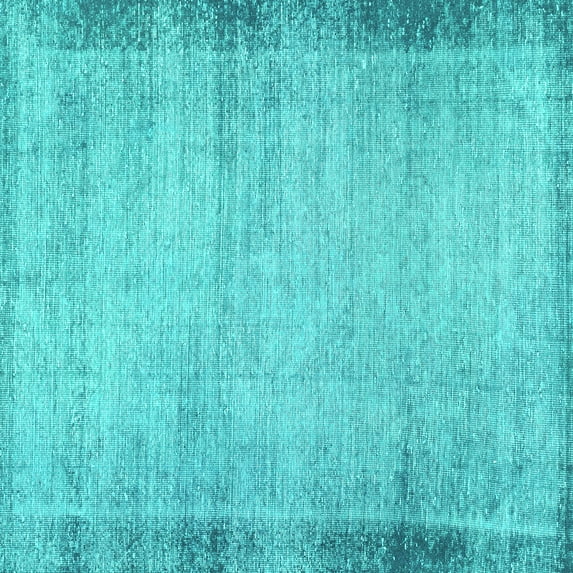 Ahgly Company Machine Washable Indoor Square Abstract Turquoise Blue Modern Area Rugs, 4' Square