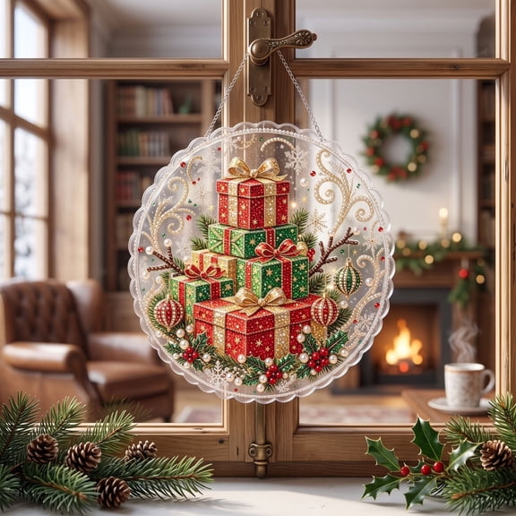 Luckky Christmas Diamond Art Kits for Adults,3D Pearl Diamond Painting Christmas Tree Hanging Ornaments,DIY Acrylic Crystal Suncatcher Decor for Christmas Tree & Window