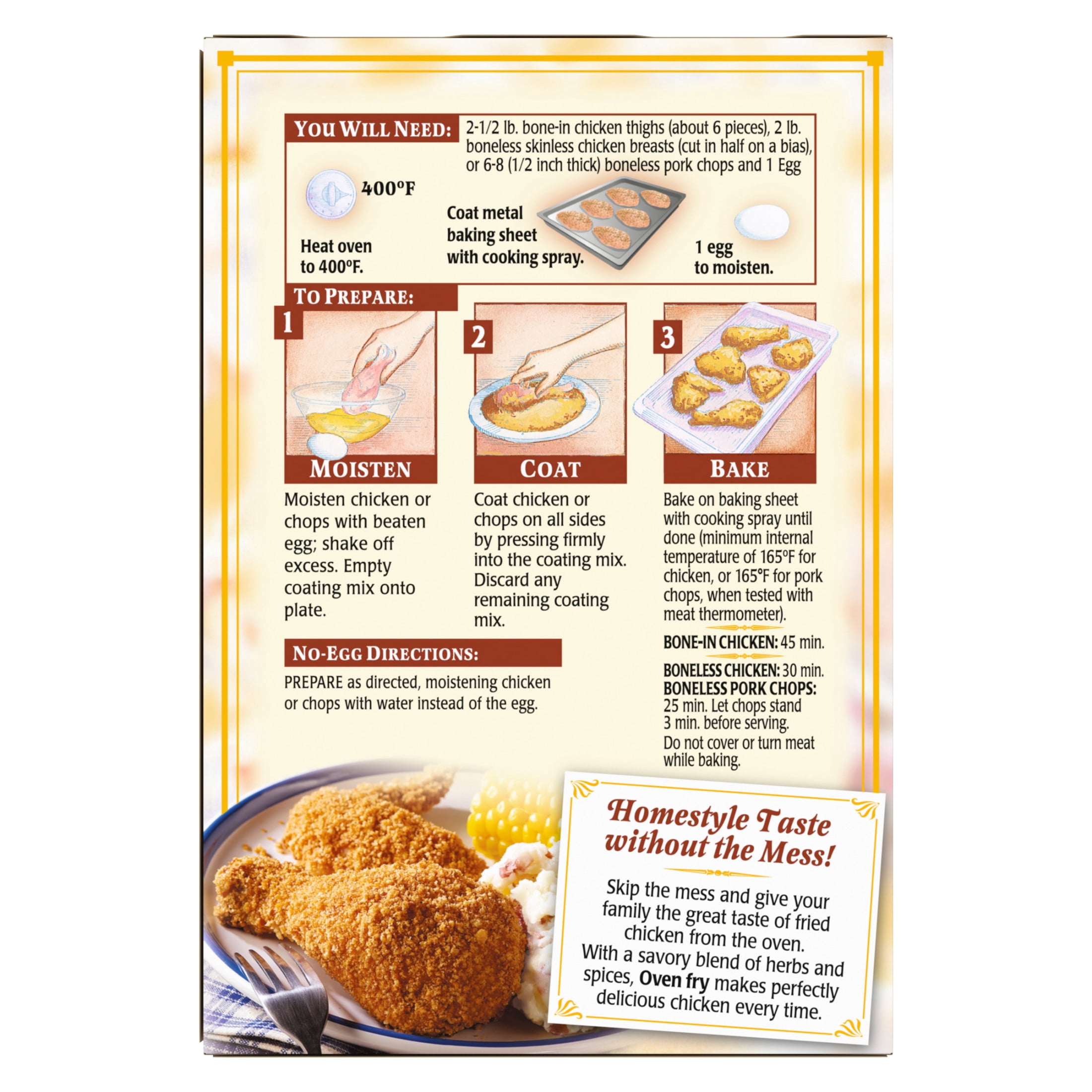 Oven Fry Extra Crispy Seasoned Coating Mix for Chicken, 4.2 oz Box