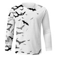 thumbnail image 3 of Men Shirts Mens Halloween Long Sleeve T Shirt Round Neck Bat Print Pullover Sweatshirt Autumn for Everyday Wear White 3XL, 3 of 4